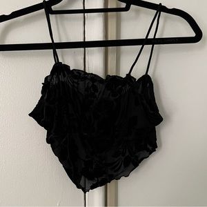 Black see through lace with velvet roses